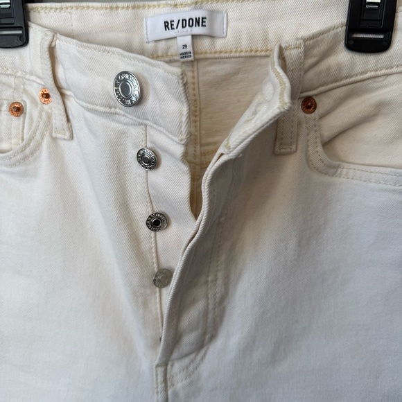 Re/Done Sz 29 Comfort Stretch High Rise 70s Stove Pipe Vintage White Jeans - Picture 3 of 7